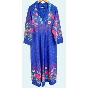 Vintage DiCarlo of California Floral House Dress Robe Nightgown 70s 80s Sz L